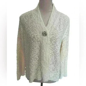 WindiRiver Women’s M Single Button Cardigan Sweater Cream Chunky Lightweight